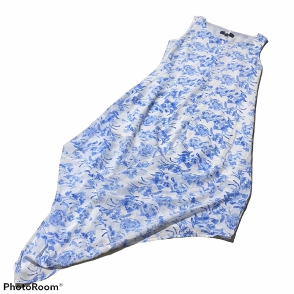 MARCS AU Blue White Floral A-Symmetric Asymmetrical Flowy Dress sz 6 - Picture 1 of 9